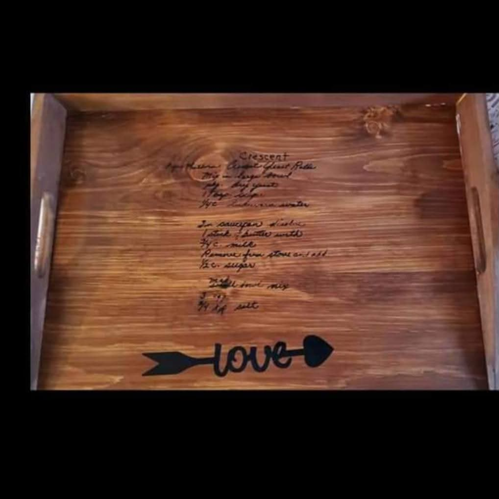 Handwritten recipes transferred