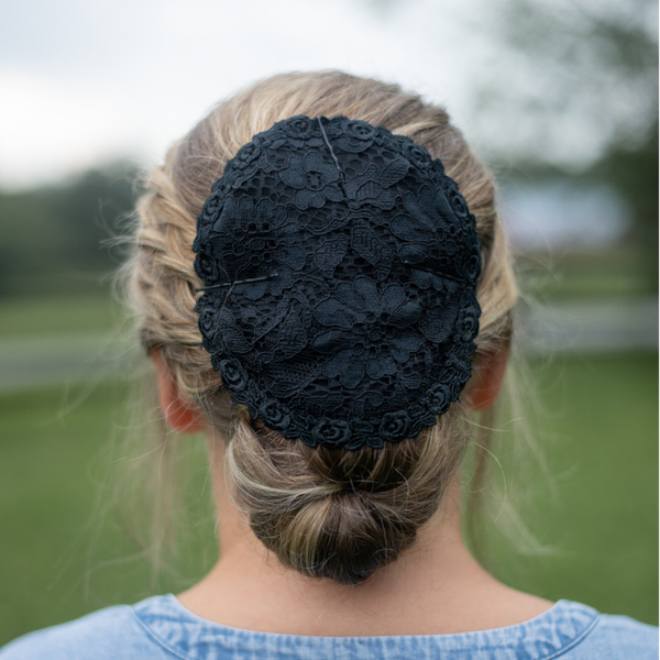 corded black- double layered with rose trim