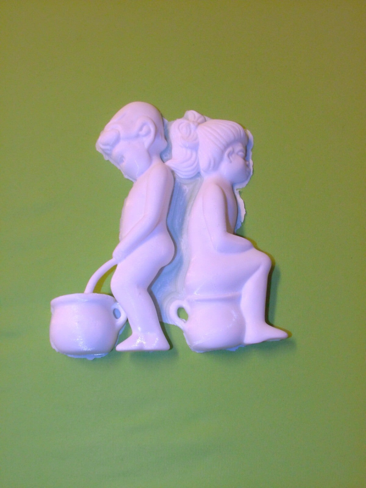Figur Junge und Mädchen – Toilettentür Dekoration in Weiß