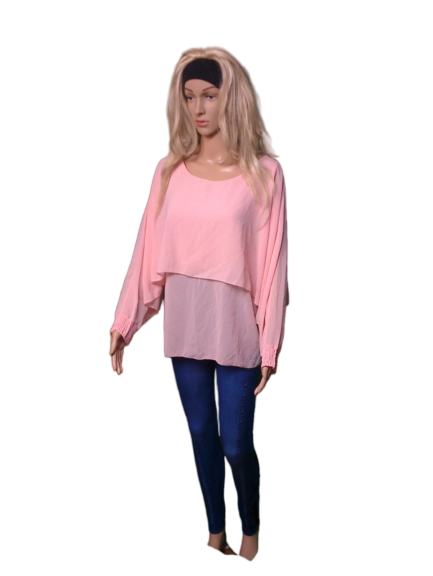 STYLE BOOM Bluse mit Hemd Damen Designer Bluse Rosa Hergestellt in ITALIEN