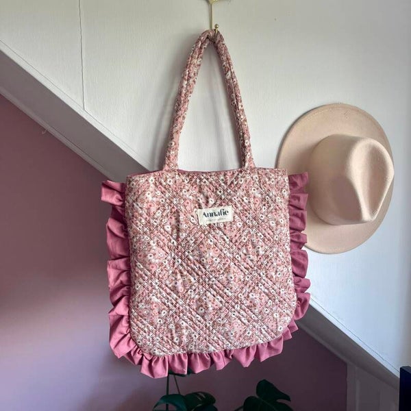 Ruffle tas | roze bloemenprint