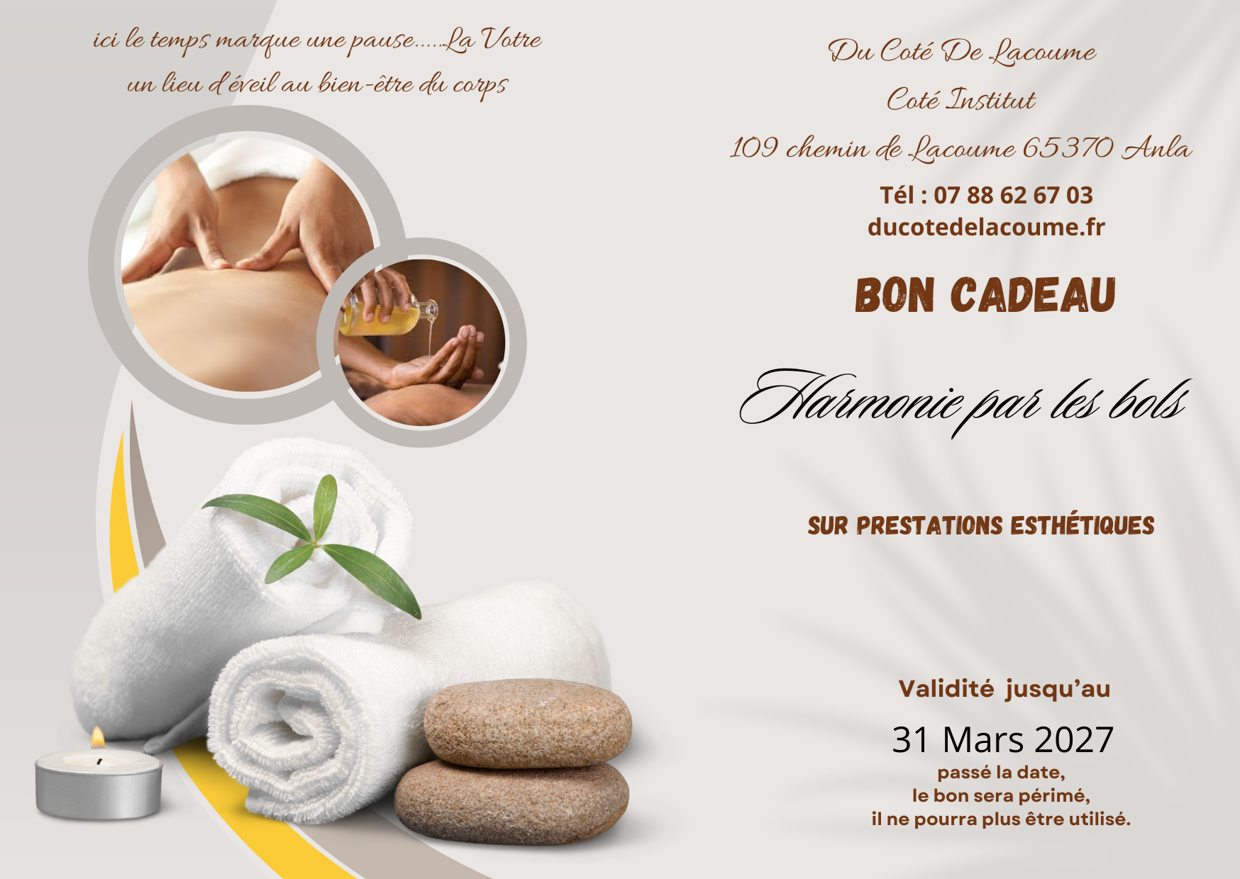 Massage Harmonie par les bols 1 h 30 mn