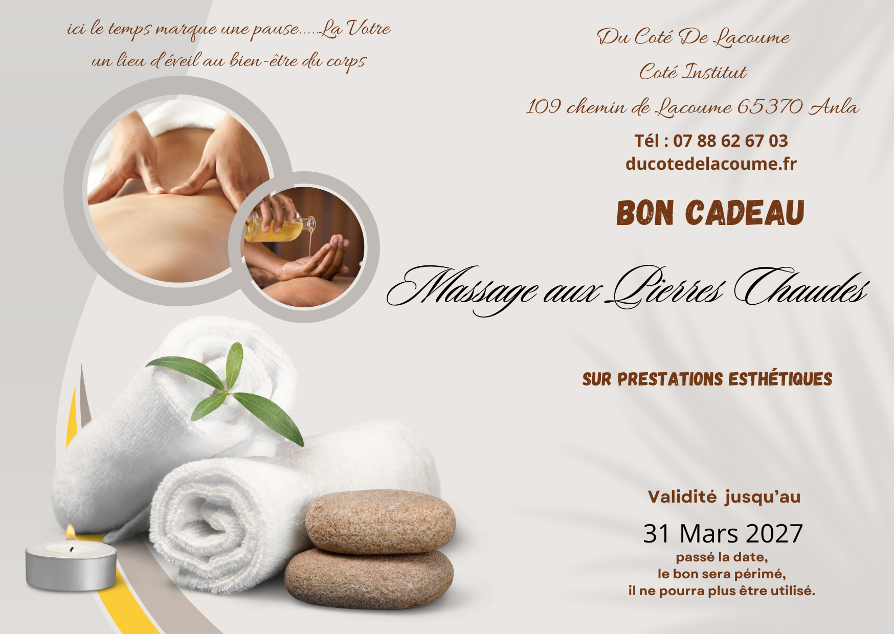Massage aux Pierres Chaudes 1h30