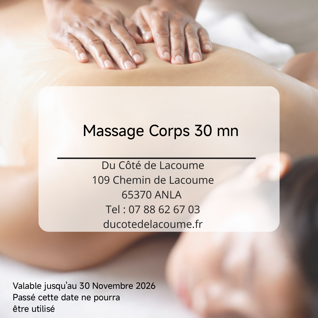 Bon Cadeau Massage Corps 30 mn