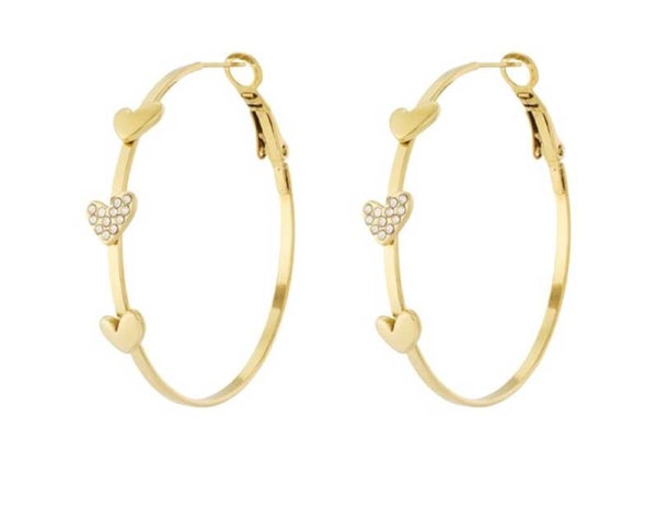 Oorbel glitter hartjes