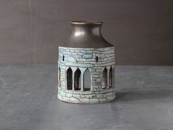 Handmade Irish Ceramic Candle Holder - Abbey Design  Refectory