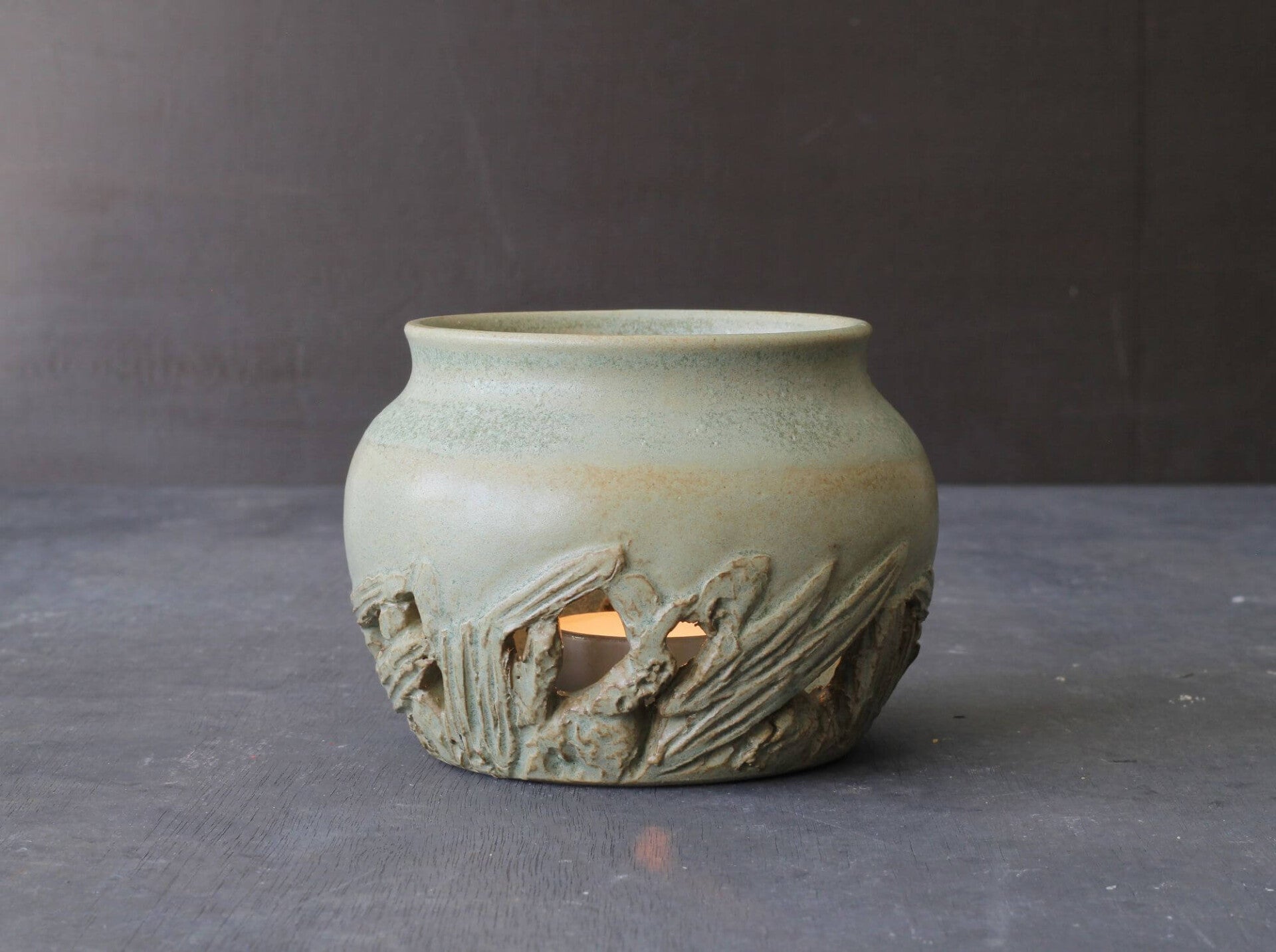 Handmade Irish Ceramic Candle Holder - Burren Design  - Stonewall