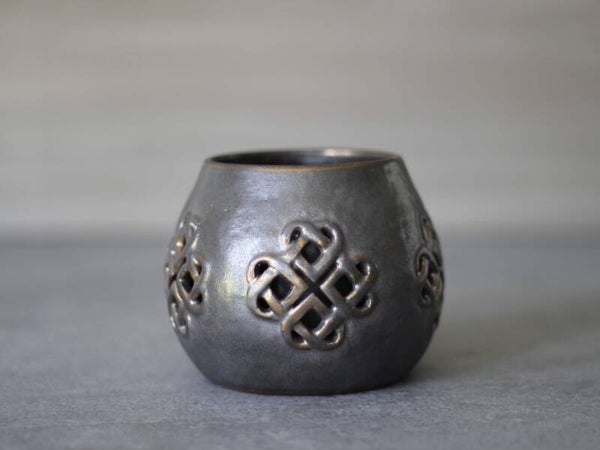 Handcrafted Double-walled Celtic Knot Bud Vase - Gold Metallic - 5 knots