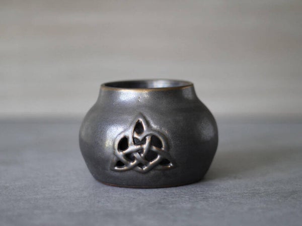 Handcrafted  Double-walled Celtic Knot Bud Vase - Gold Metallic - 3 knots