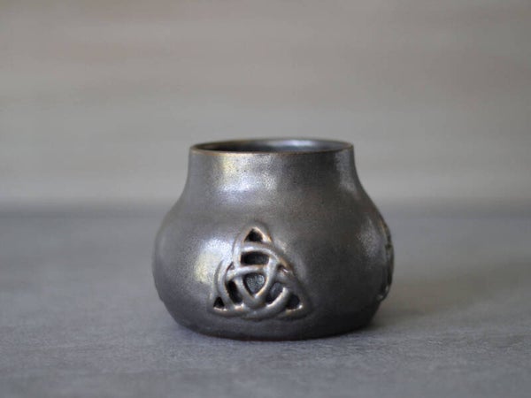 Handcrafted  Double-walled Celtic Knot Bud Vase - Gold Metallic - 3 knots