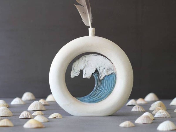 Ceramic Ocean Donut Wave Vase