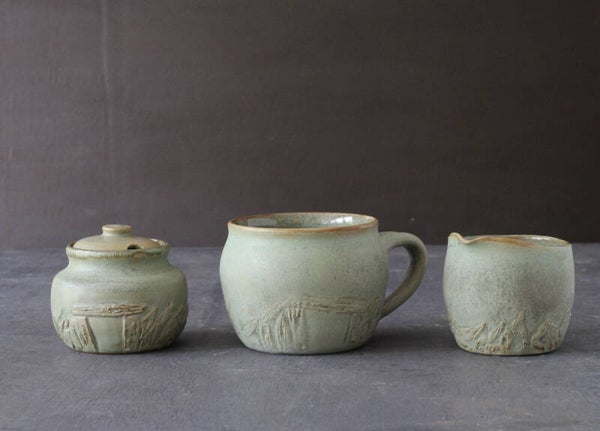 Handmade Irish Ceramic Coffee Gift Set - Burren Design  - Stonewall