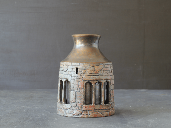 Handcrafted  Double-walled Abbey Vase - Gold Metallic