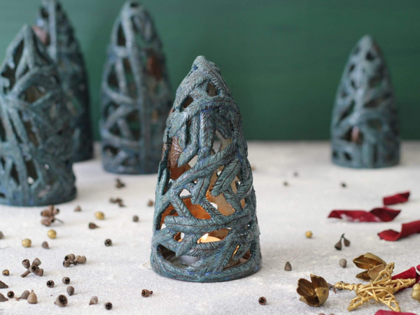 Ceramic Fir Tree Luminary - Delicate Christmas Candle Light