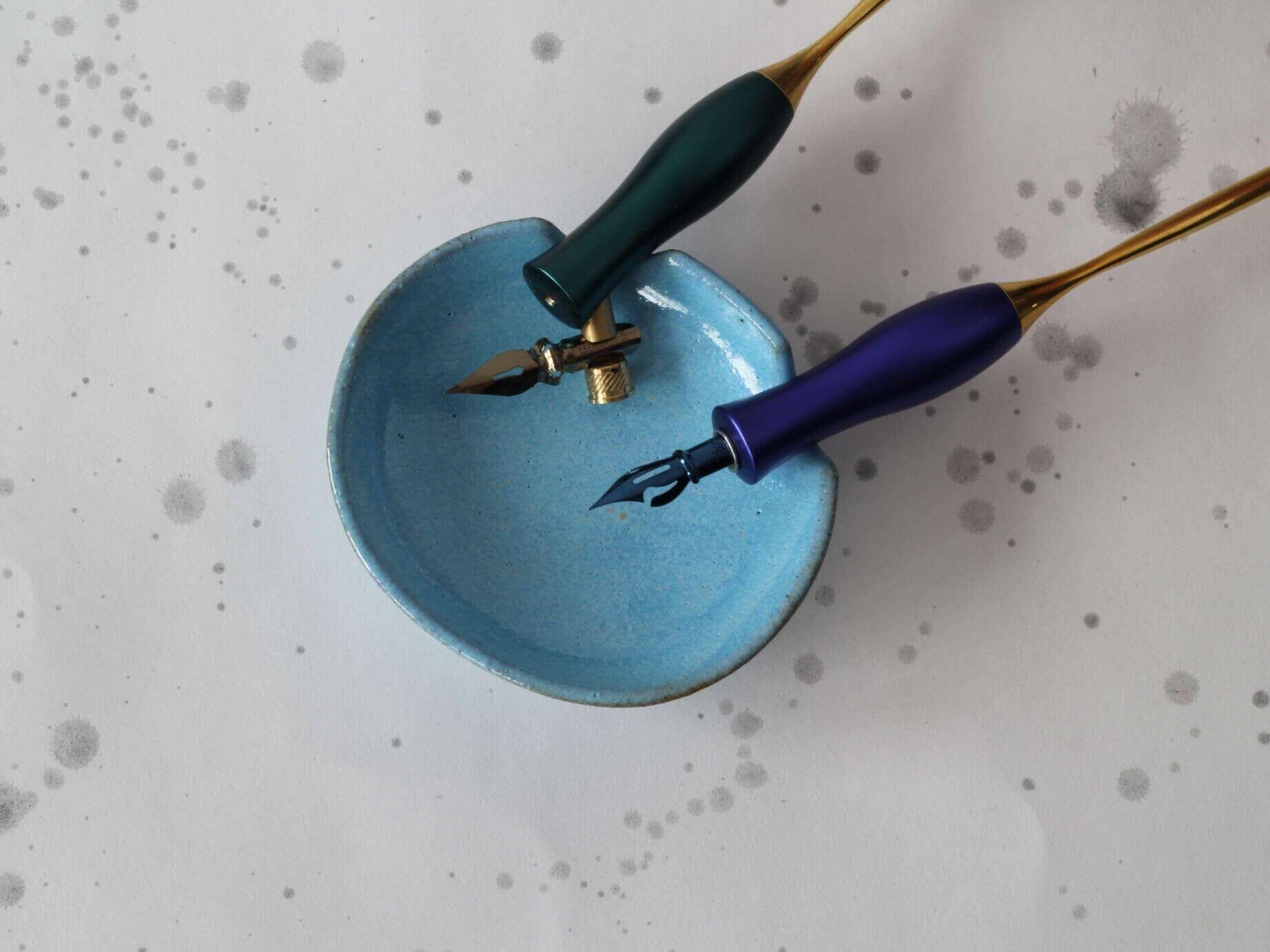 Handmade Irish ceramic pen rest for calligraphy and fountain pens