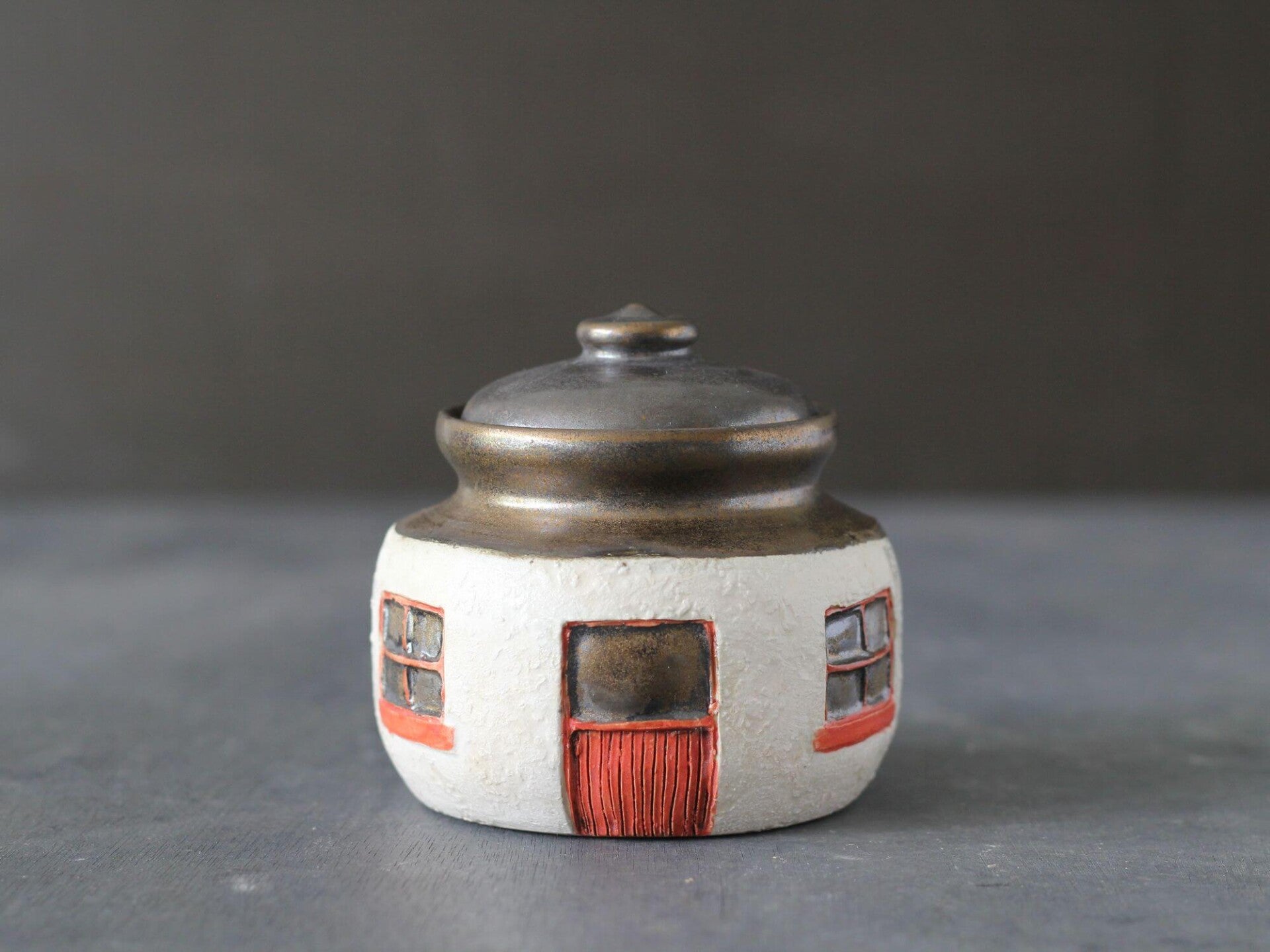 Irish Cottage Jar Small — Hand-Thrown Stoneware with Red Door