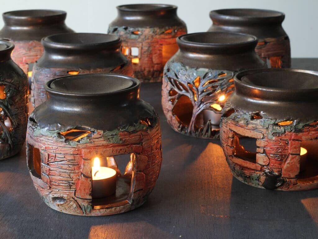 Irish cottage oil burner collection handmade ceramic wax warmers