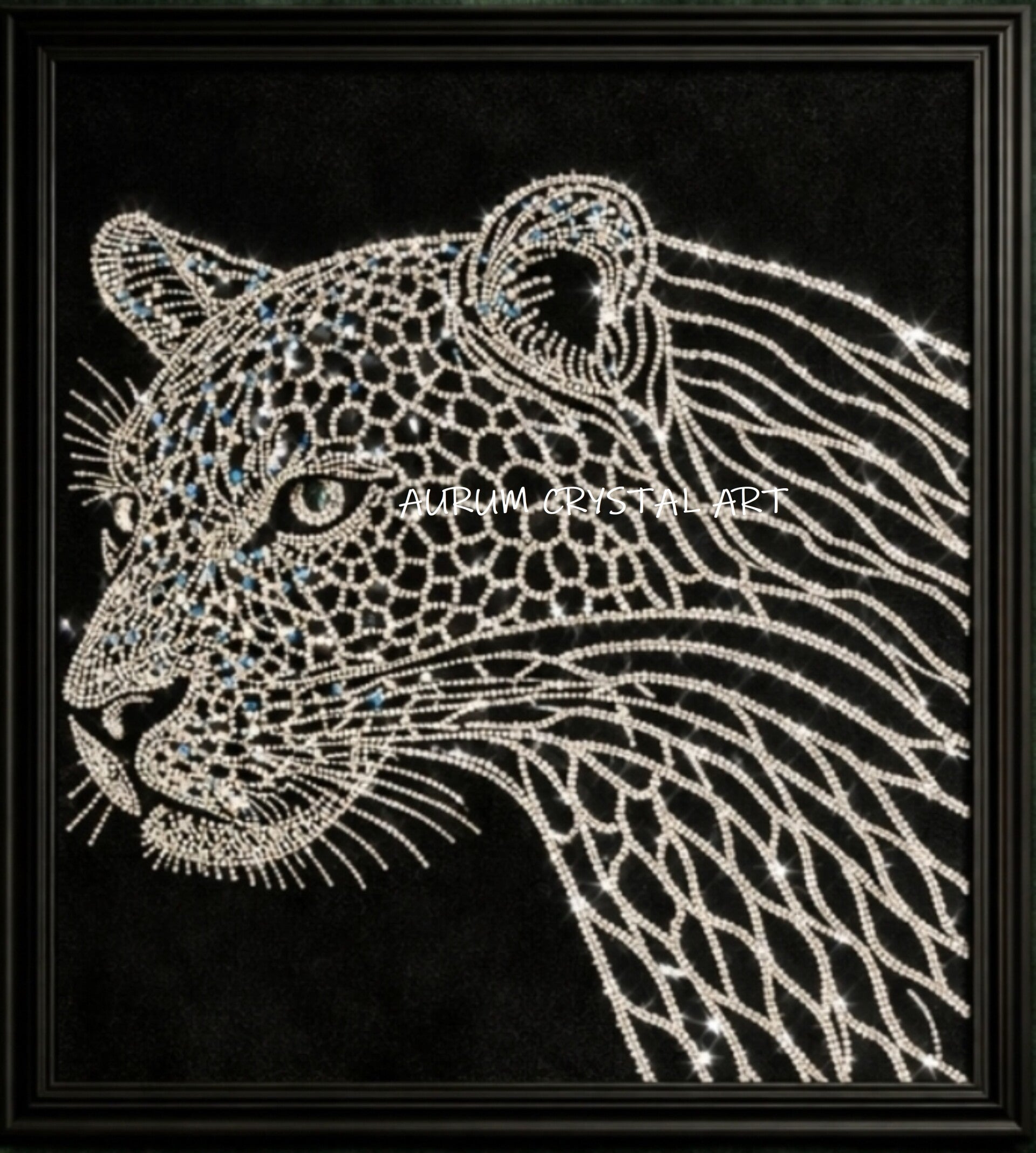 Silver Rhinestone Leopard Canvas Art
