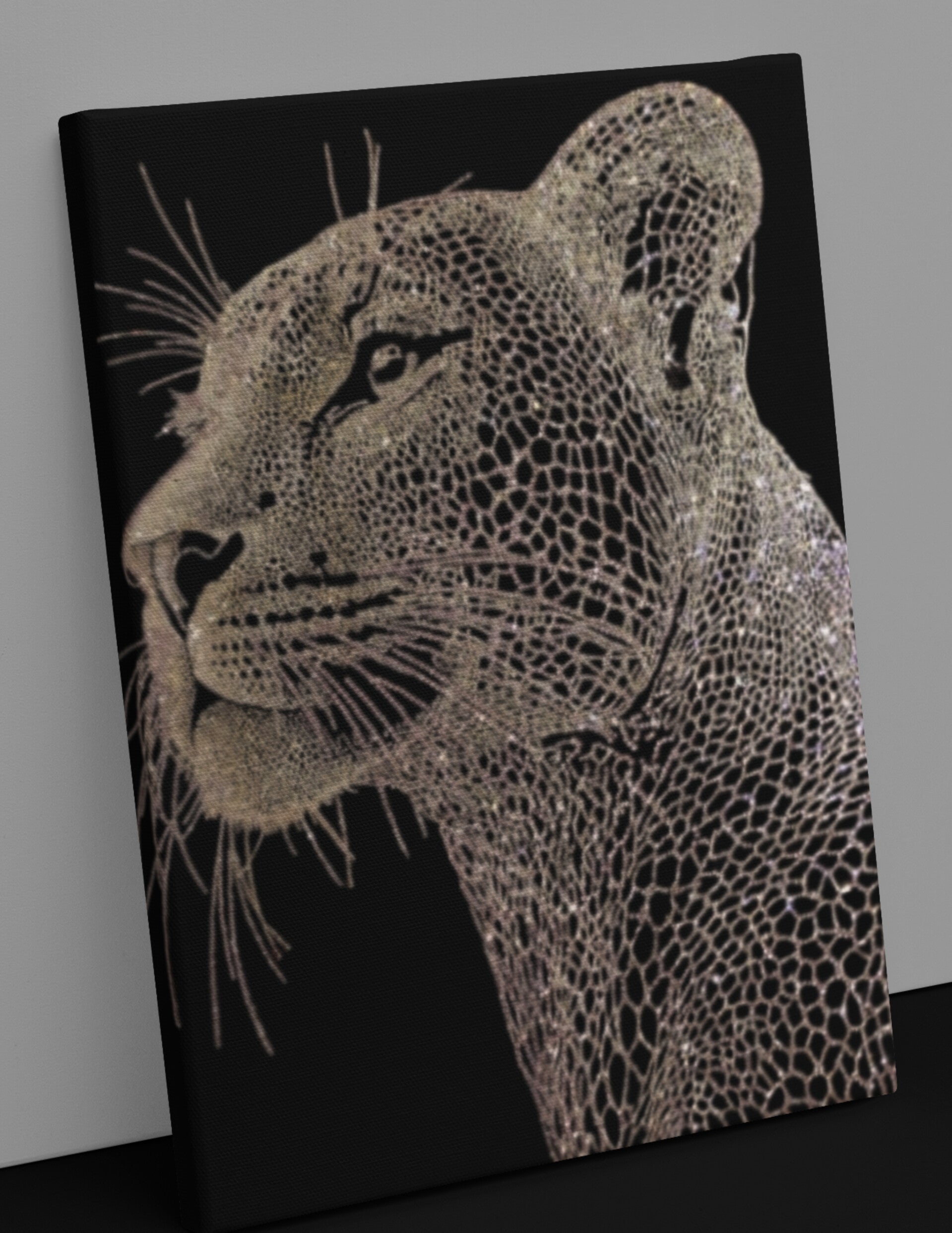 Luxury Rhinestone Leopard Canvas Art