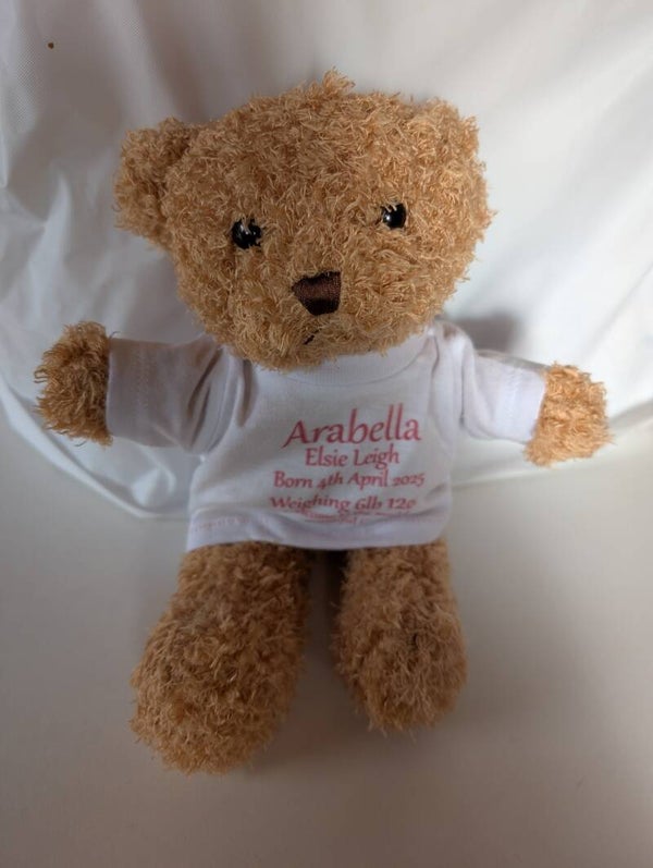 Teddy Bear with Vest detailing name and date details