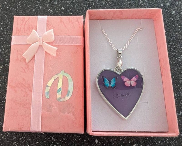 Cute resign Heart shaped Pendant with Butterfly charms