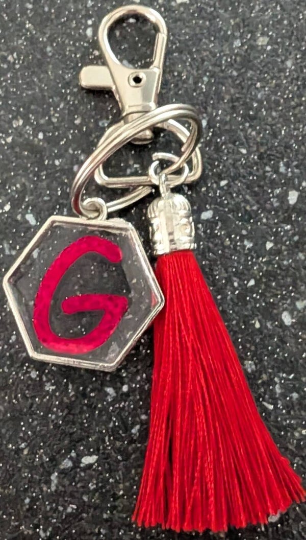 Keyring with resin and Tassel Charm