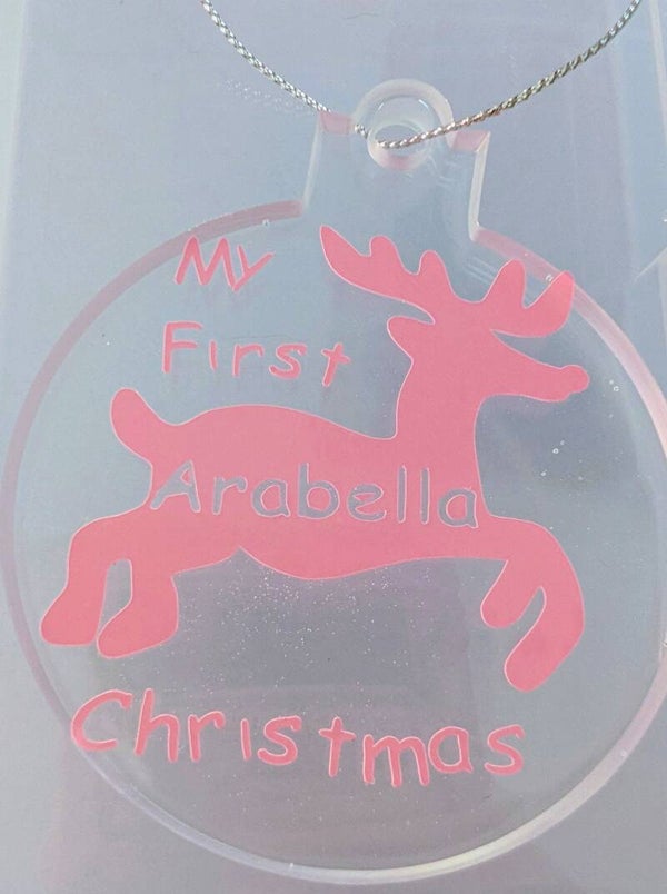 Round resin My First Christmas tree ornament