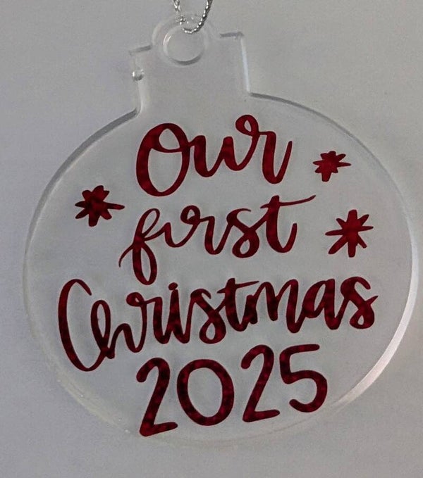 Our first christmas round resin Christmas Tree ornament