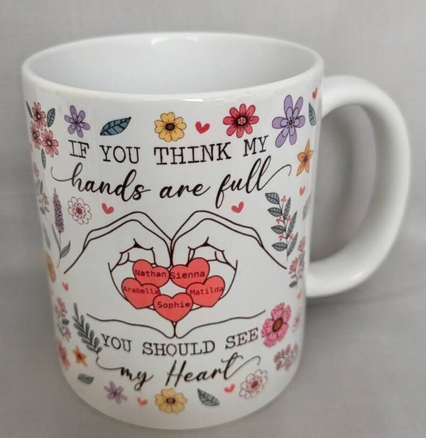 Personalised hands are full mug