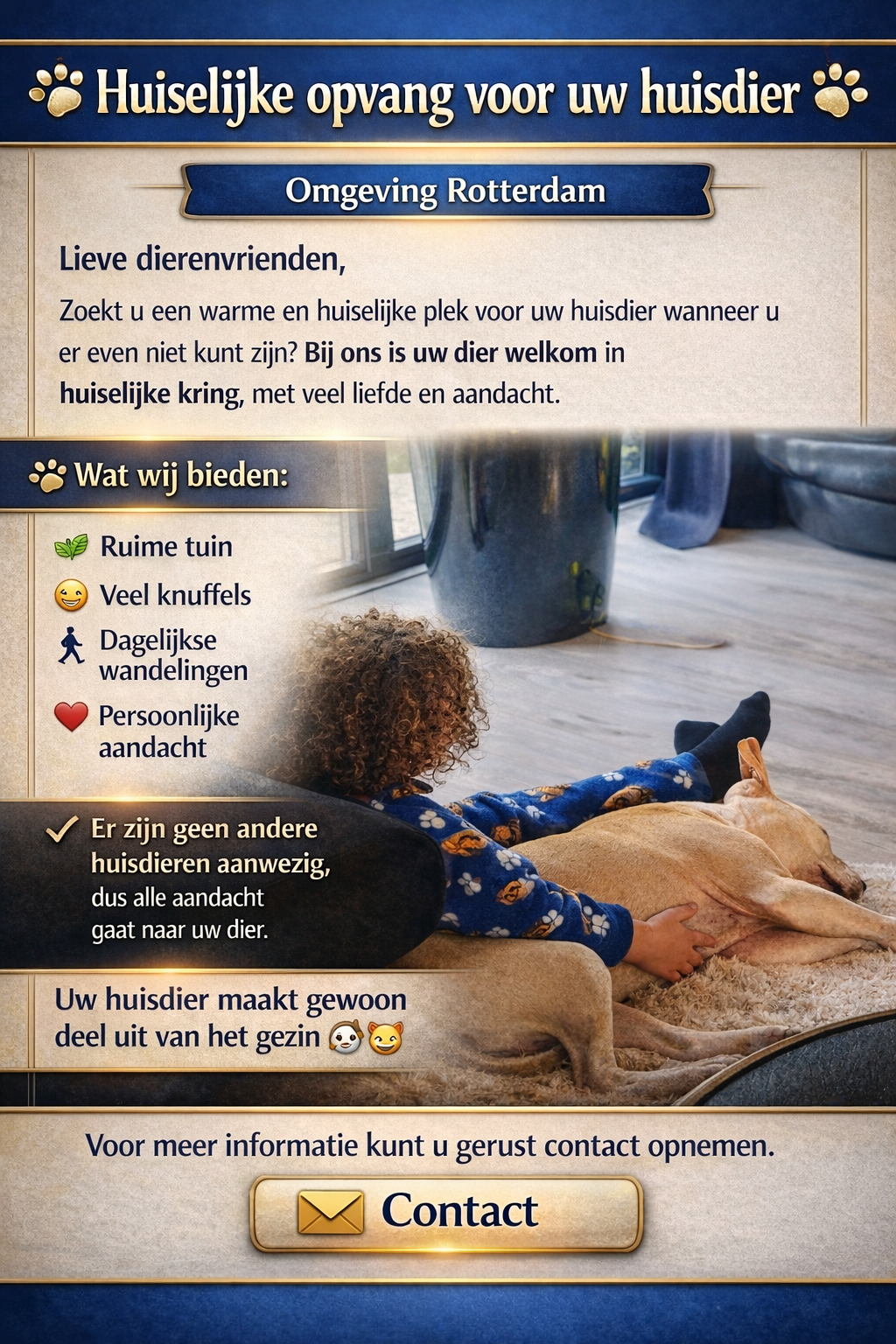 Dierenopvang vakantie en noodopvang