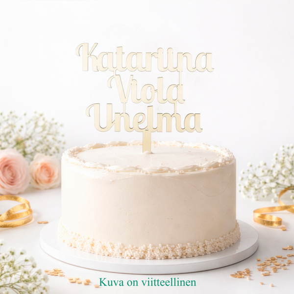 Puinen kakkukoriste - Kolme riviä