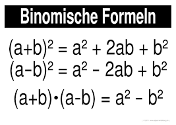 Binomische Formeln - Aufgaben und Lösungen