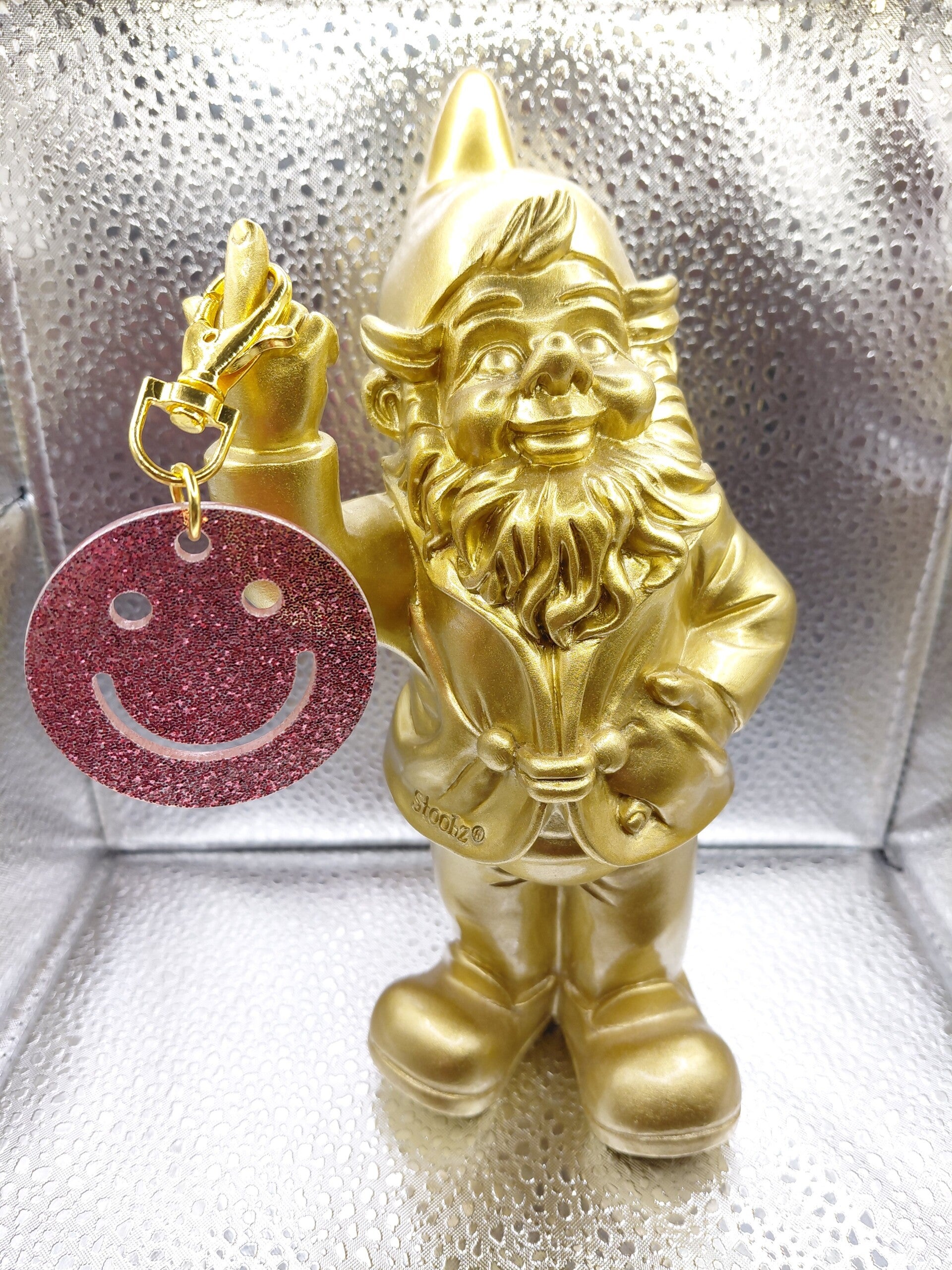 Glanzende smiley keychain van gemarmerd acryl