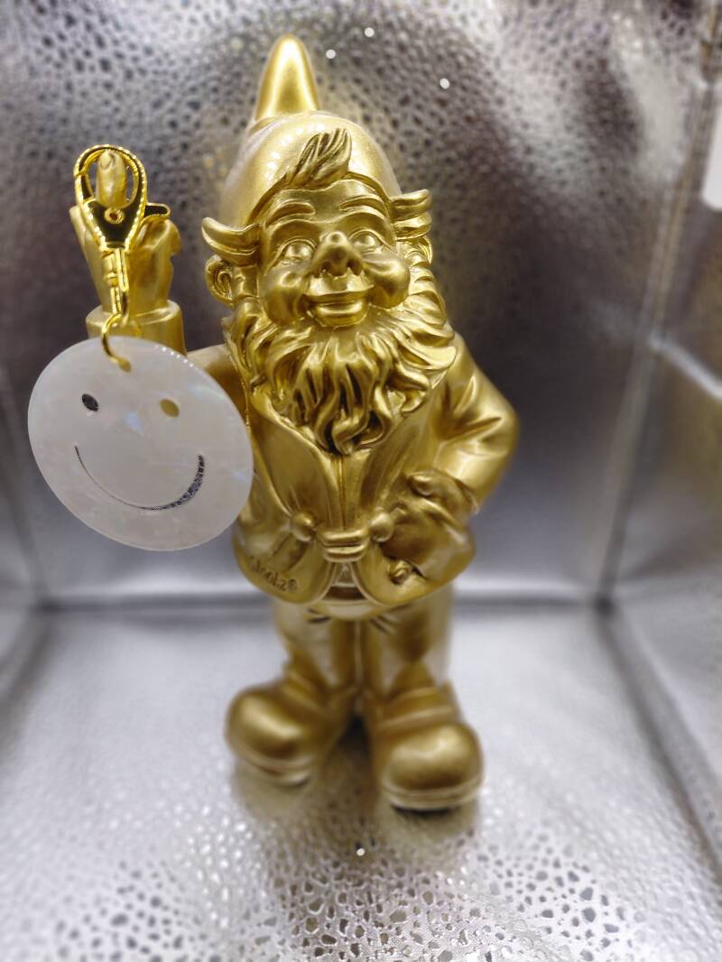 Glanzende smiley keychain van gemarmerd acryl