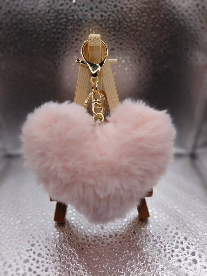 Fluffy hart sleutelhanger