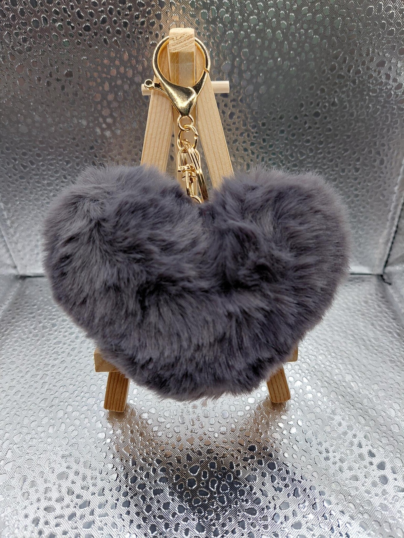 Fluffy hart sleutelhanger