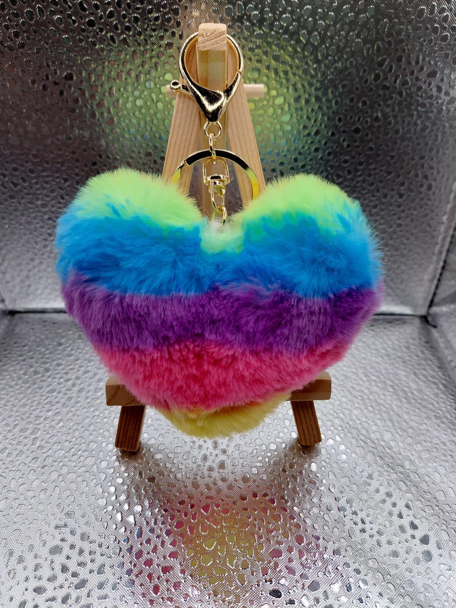 Fluffy hart sleutelhanger