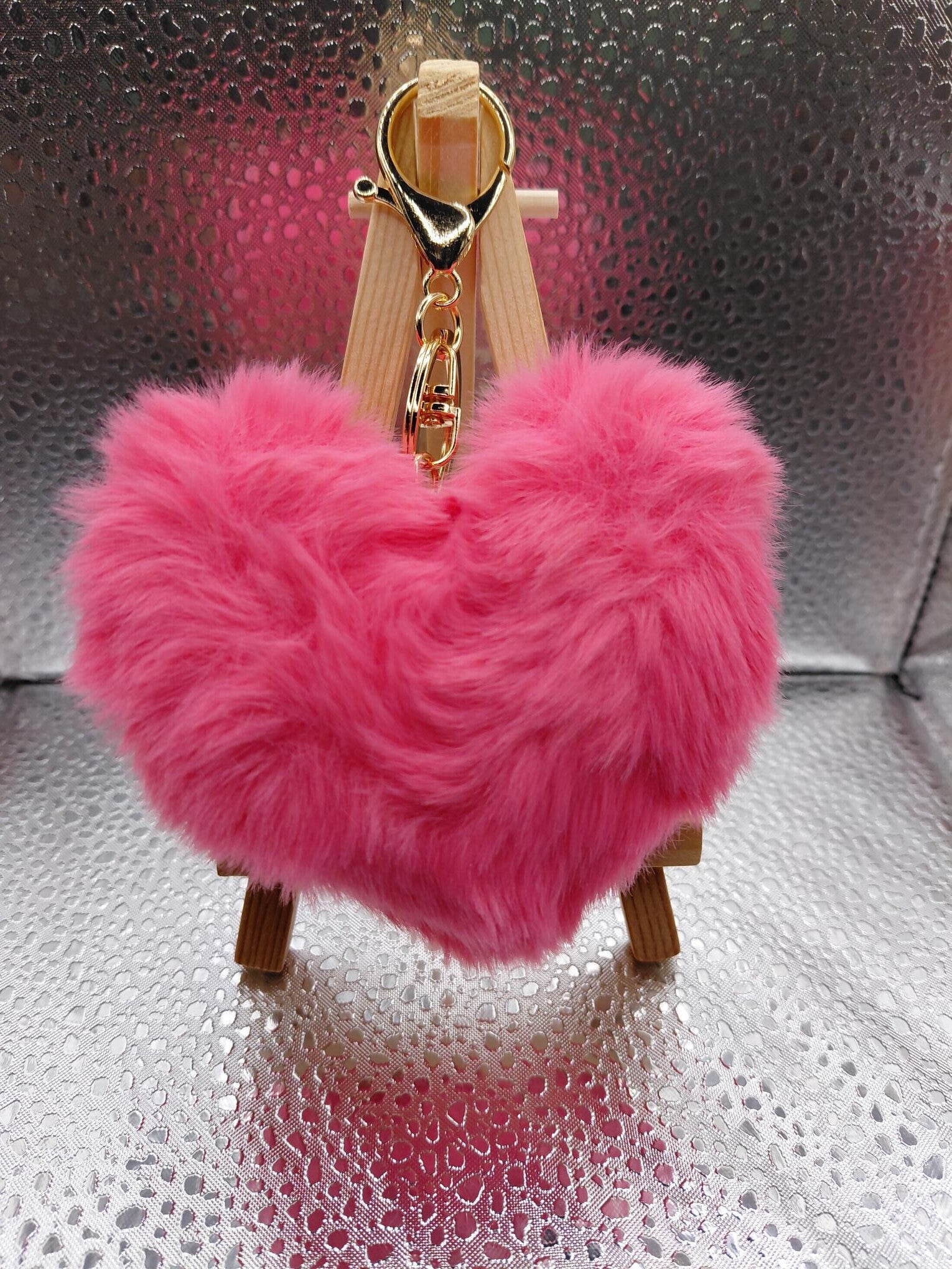 Fluffy hart sleutelhanger