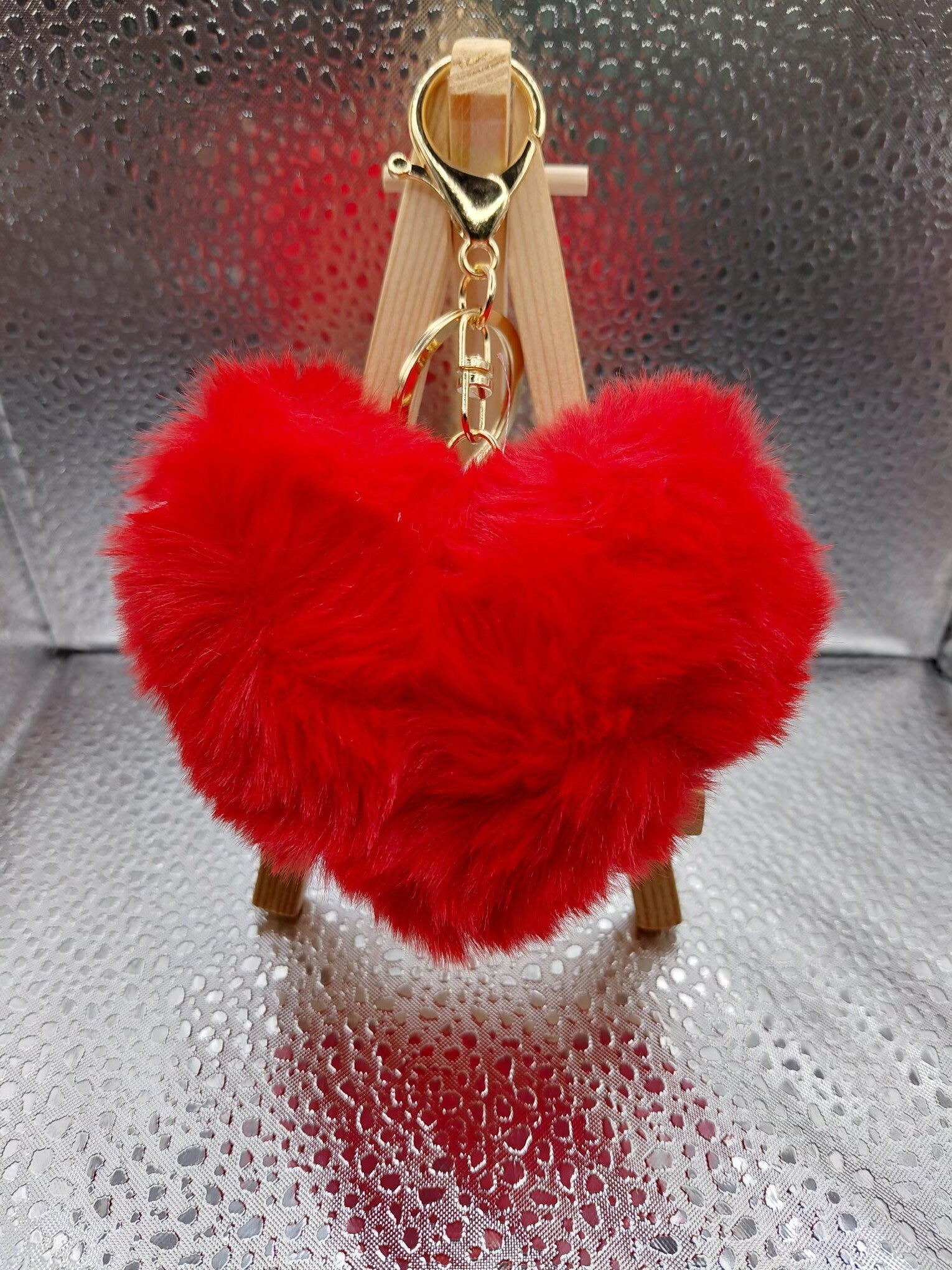 Fluffy hart sleutelhanger