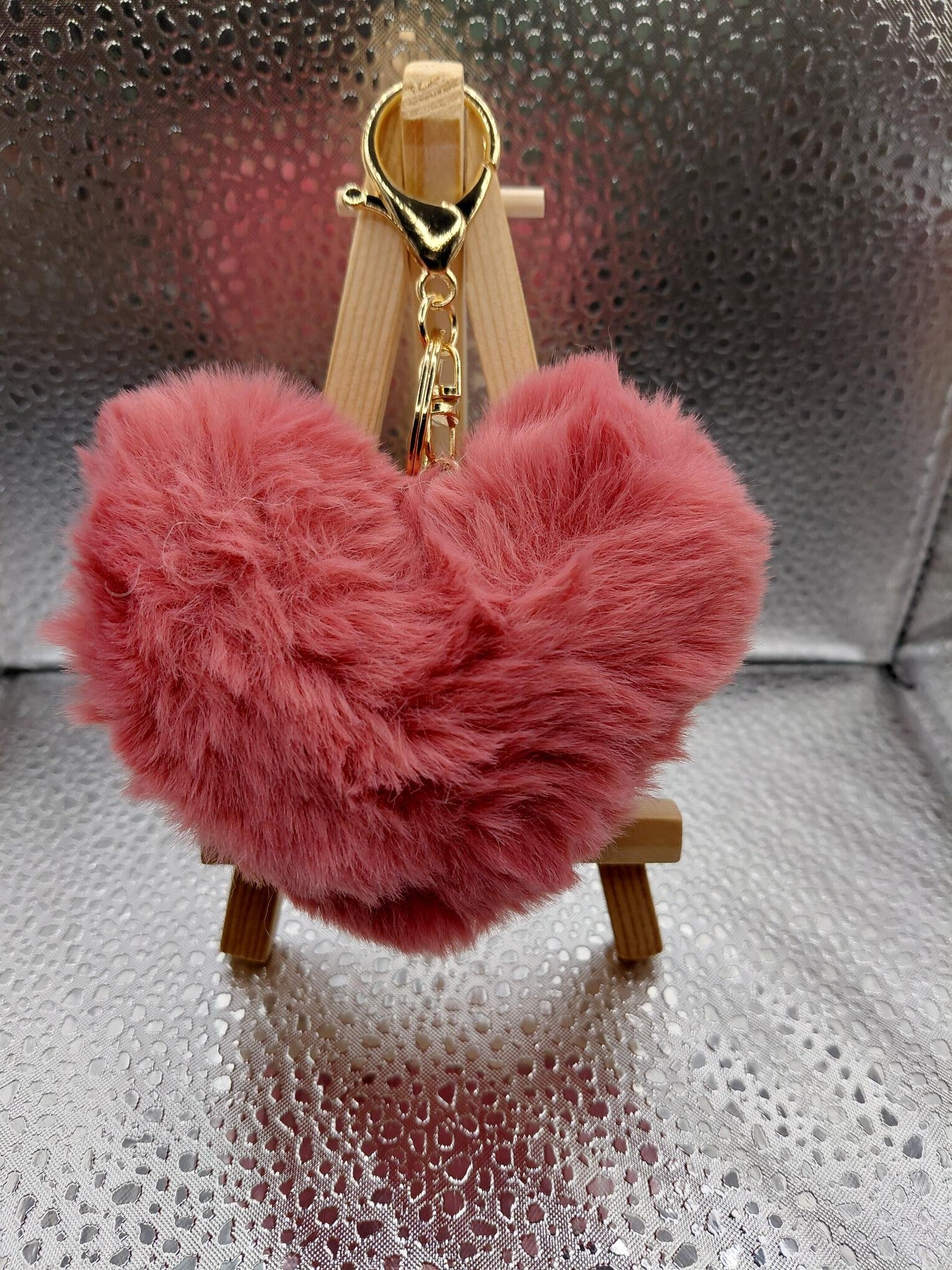 Fluffy hart sleutelhanger