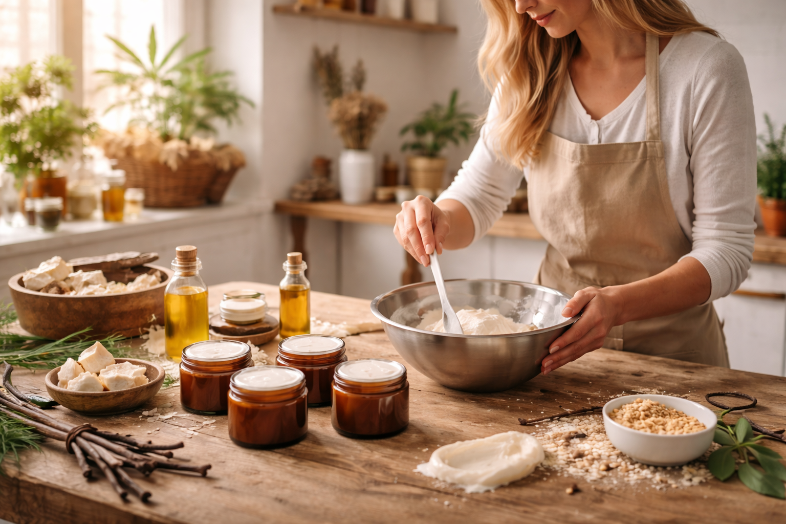 natuurlijke ingrediënten en grondstoffen voor handgemaakte crèmes