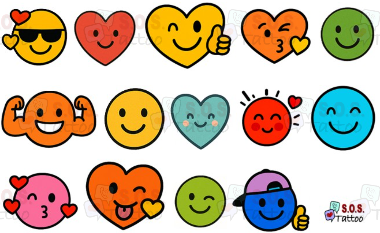 Tattoovel hartjes & smileys