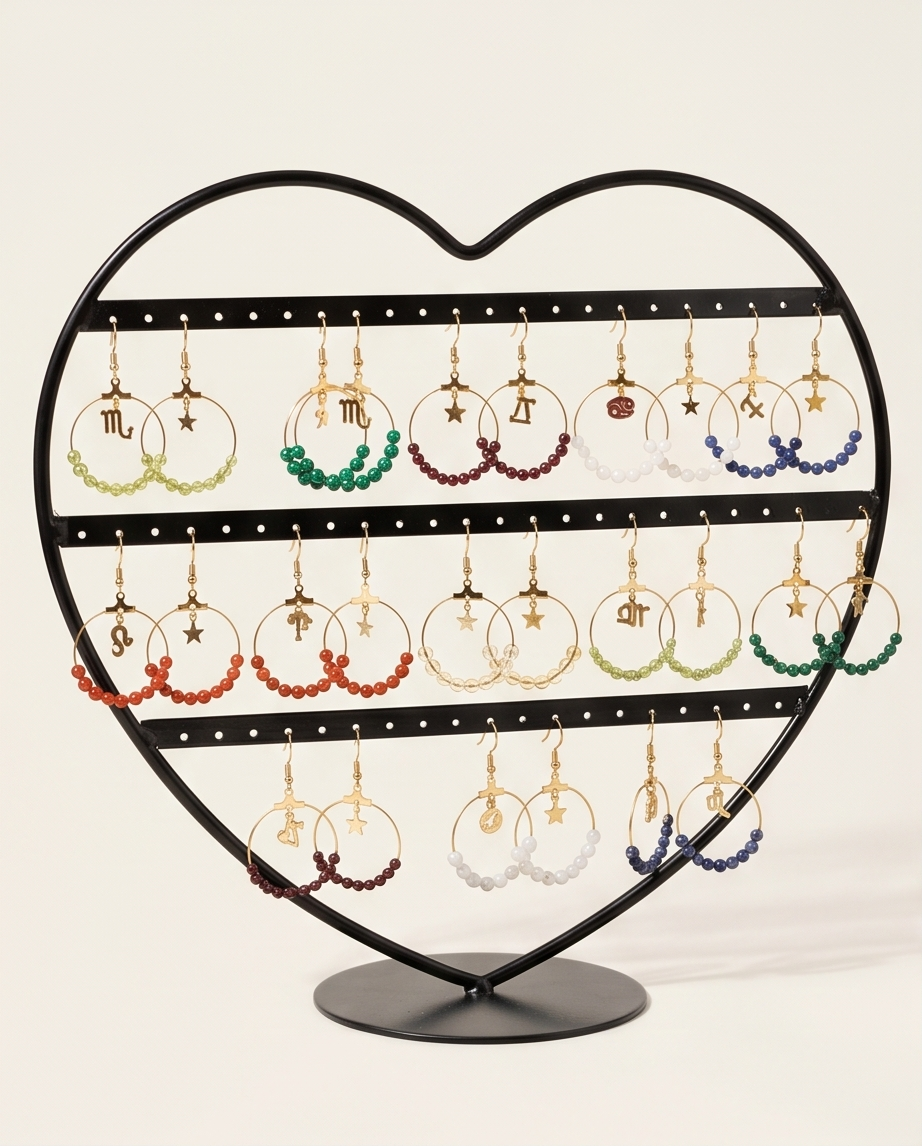 Boucles d’oreilles astrologiques asymétriques