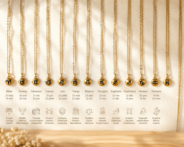 Collier signe astrologique en acier inoxydable doré