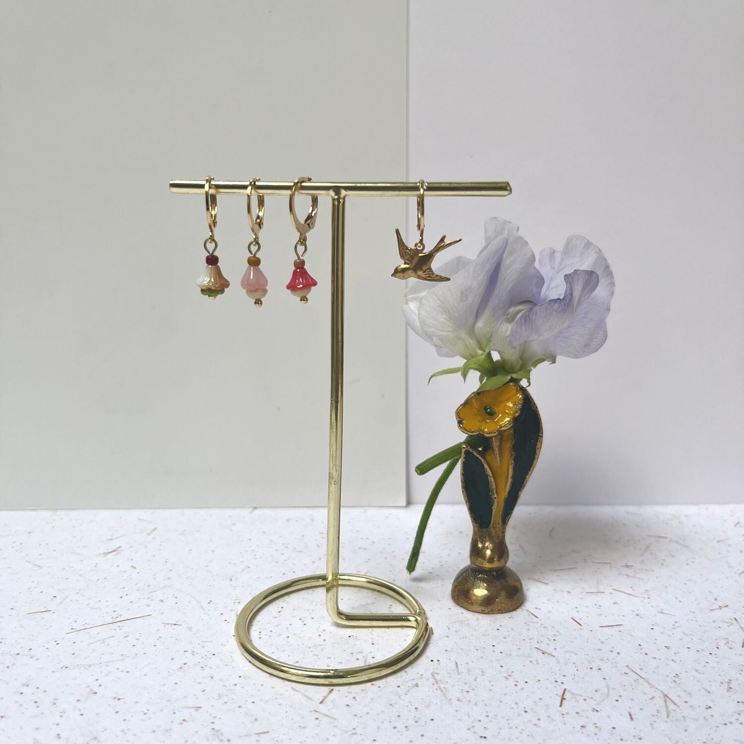 Hummingbird & Flowercup Earrings 03CS