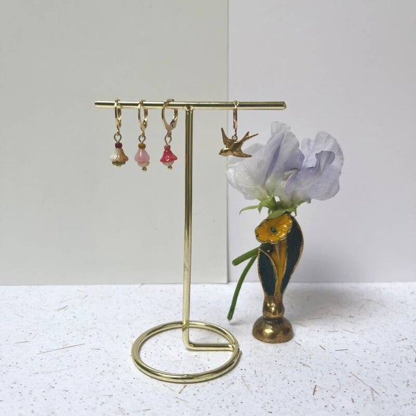 Hummingbird & Flowercup Earrings 03CS