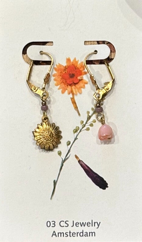 O3CS Earrings 'Sunflower&Lily Of The Valley"