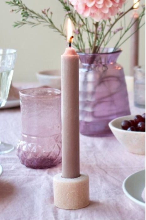 De Weldaad Kandelaar Marmer Roze