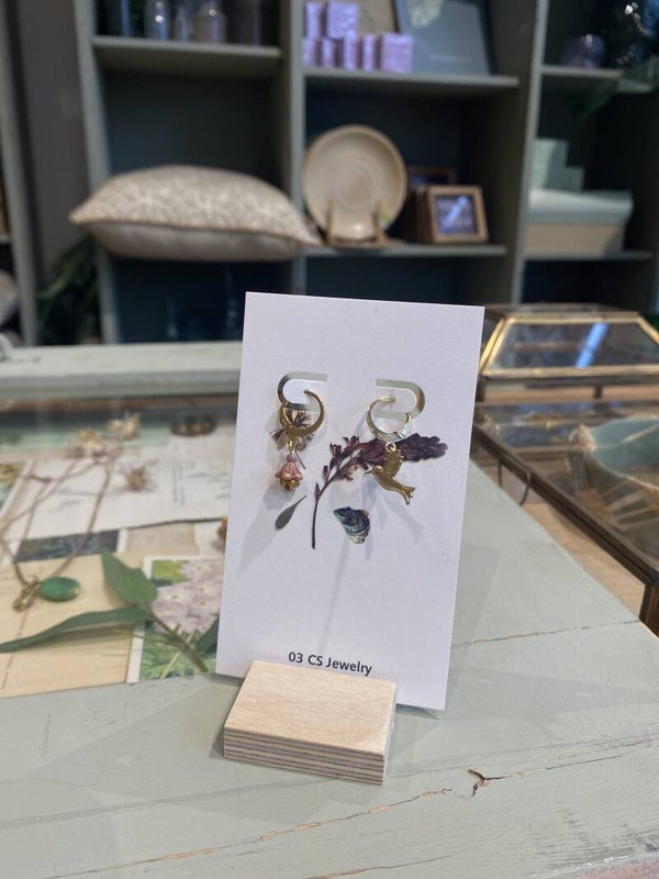 Hummingbird & Flowercup Earrings 03CS
