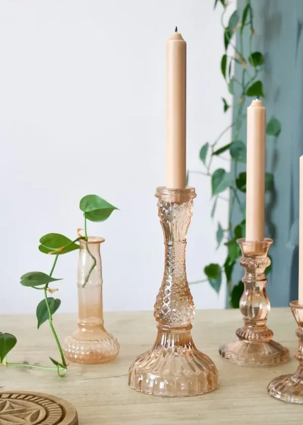 De Weldaad Kandelaar Glas Kaneel-Perzik